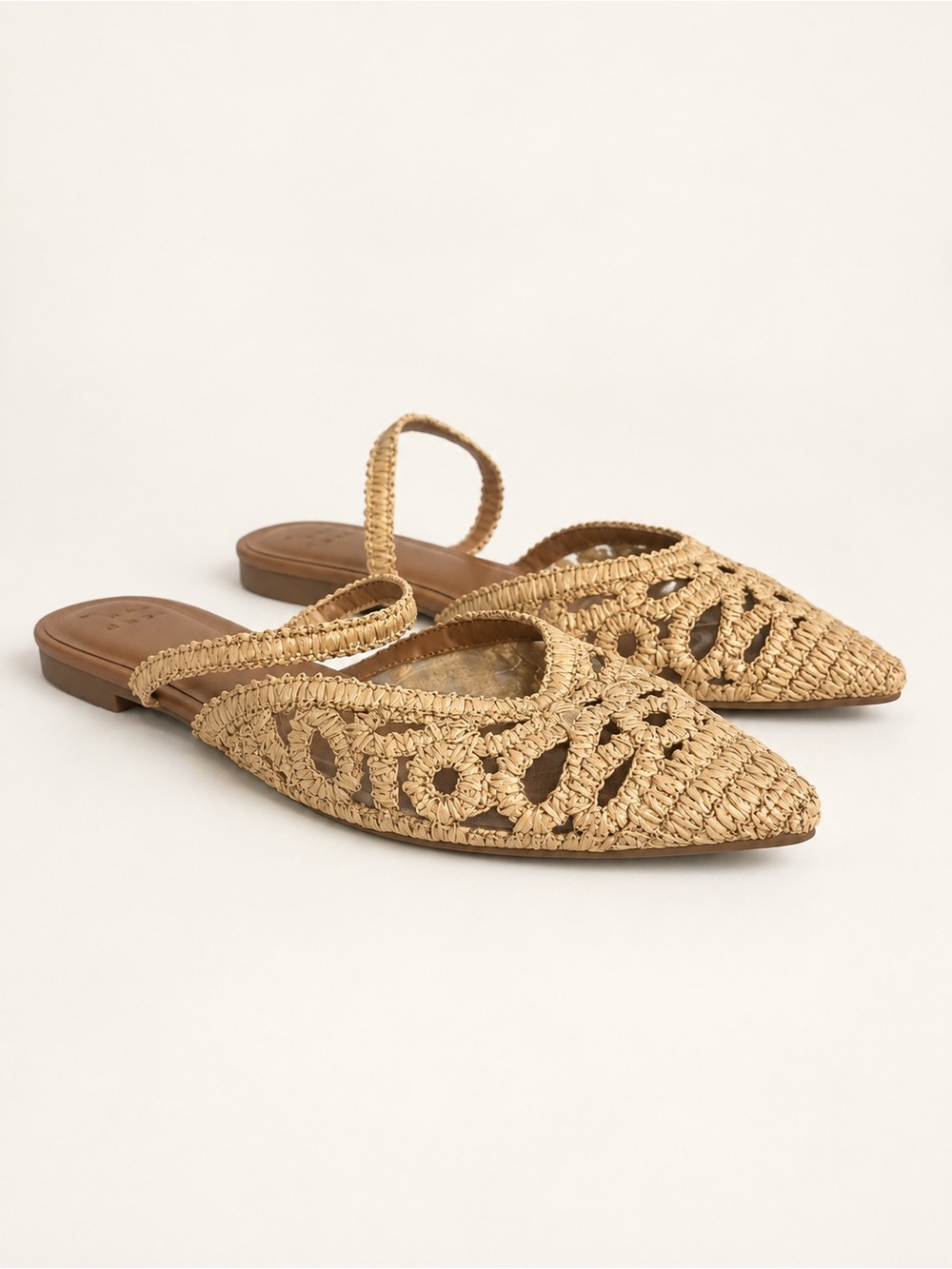 A New Day Raffia Pointed Toe Slingback Mules Size 10